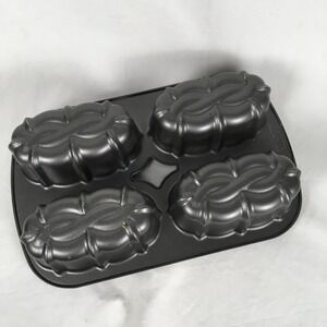 Nordic Ware 4 Mini Bundt Loaf Pan Mold Heavy Cast Aluminum Bakeware